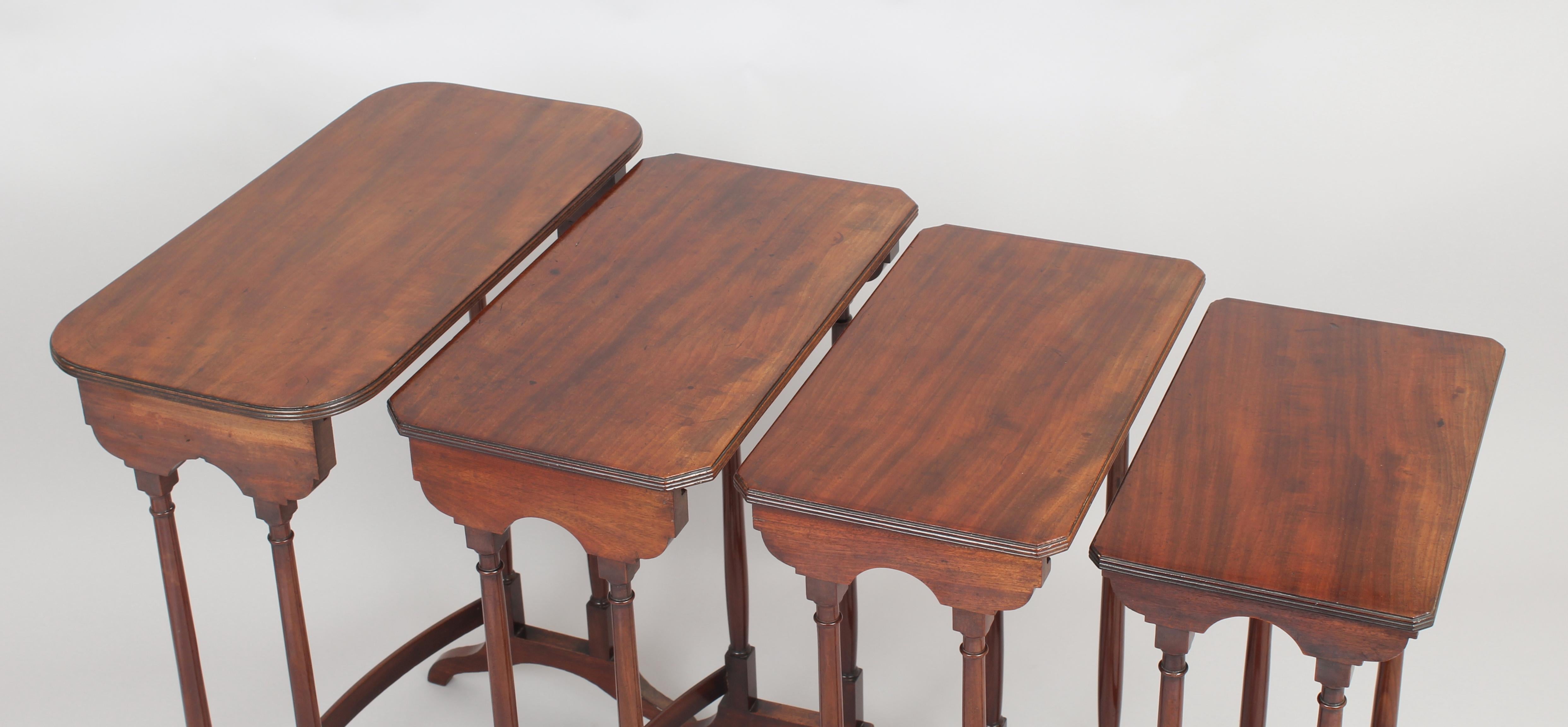 English Particularly Fine George III Period Mahogany Set of Quartetto Tables For Sale