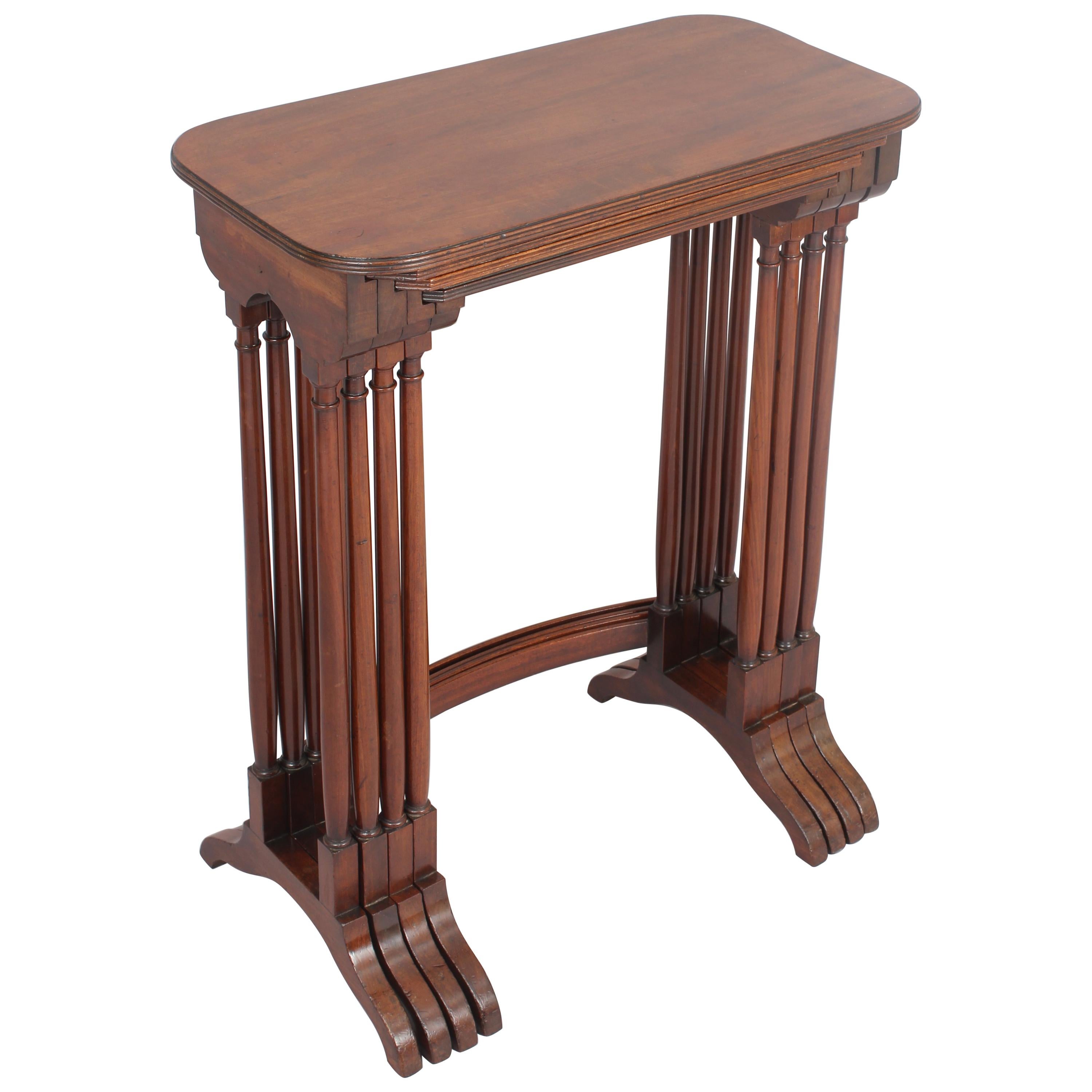 Particularly Fine George III Period Mahogany Set of Quartetto Tables For Sale