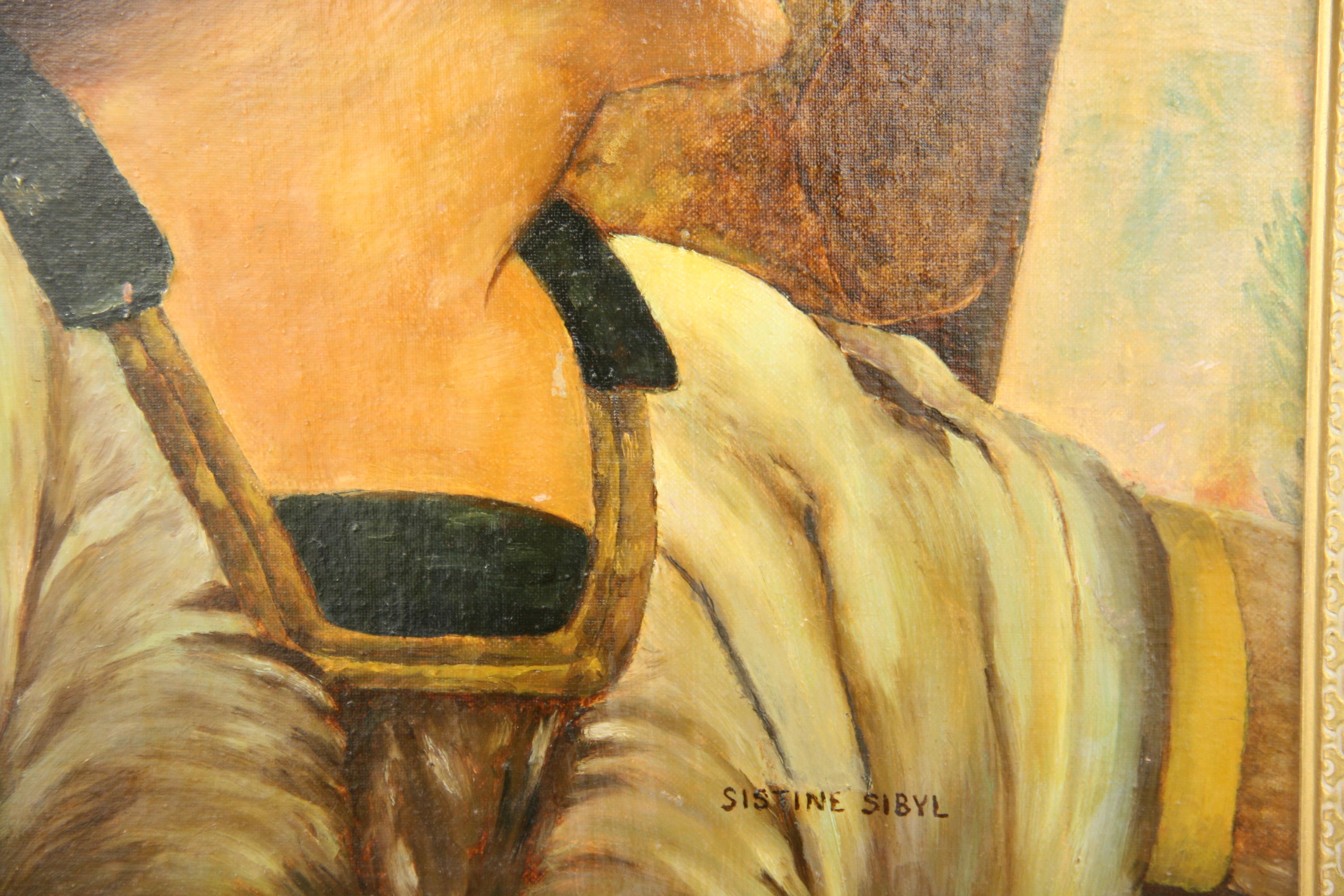 Antique Italian Renaissance  Figurative Oil Painting 1920's For Sale 2