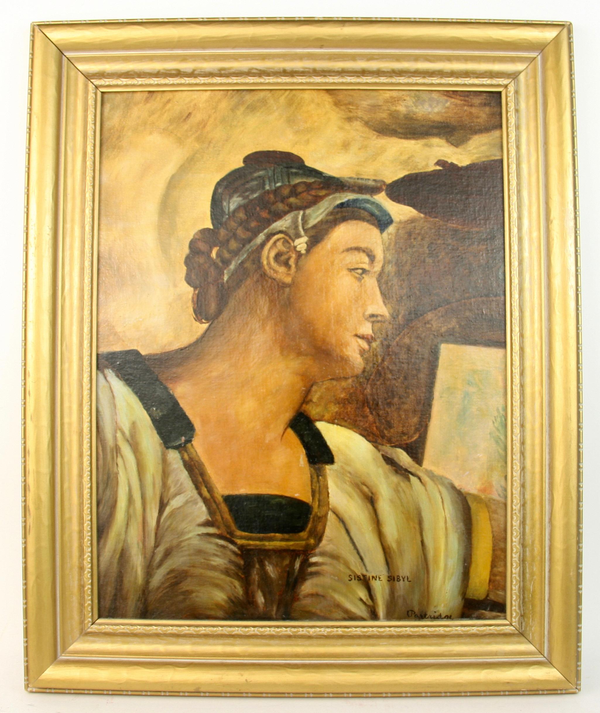 Partidne Figurative Painting – Antikes figuratives Ölgemälde aus der italienischen Renaissance, signiert, 1920er Jahre