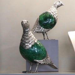 Partridge von Alcino, Silberschmied 1902, Sterlingsilber 925 mit Malachit-Ei