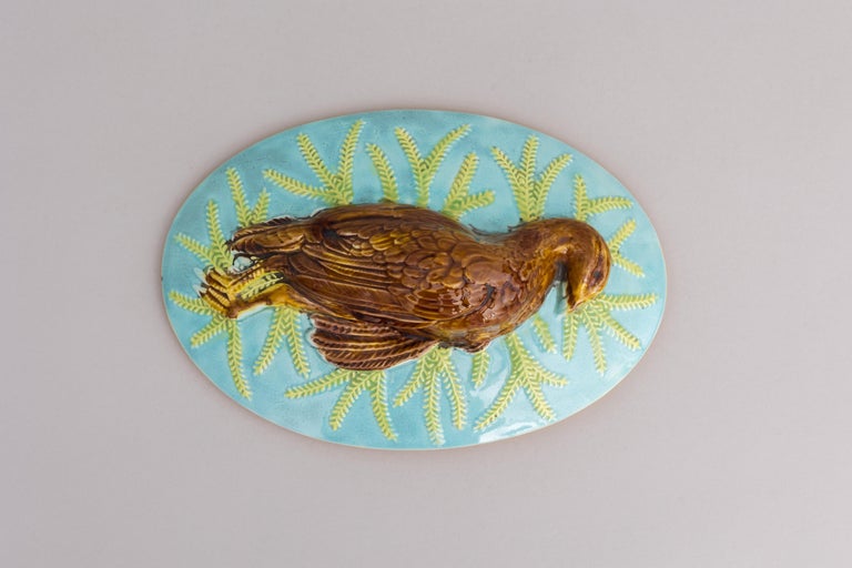 Partridge Majolica Game Pie Dish Made by George Jones, Ca. 1867 For Sale 2