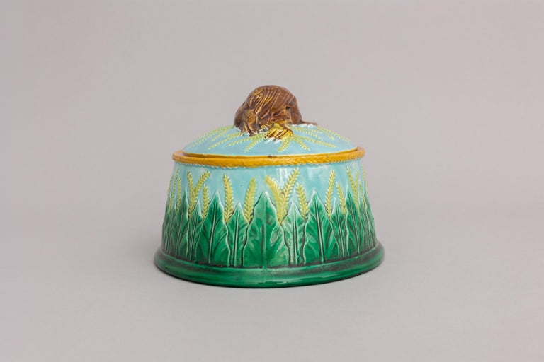 English Partridge Majolica Game Pie Dish Made by George Jones, Ca. 1867 For Sale