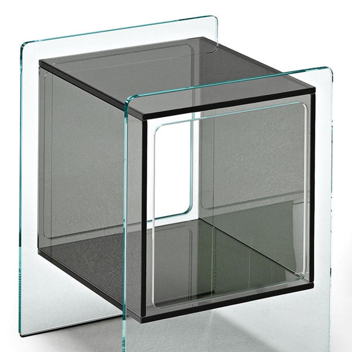 Side table parts square black with extralight glass 
structure and with smocked glass square glass parts.