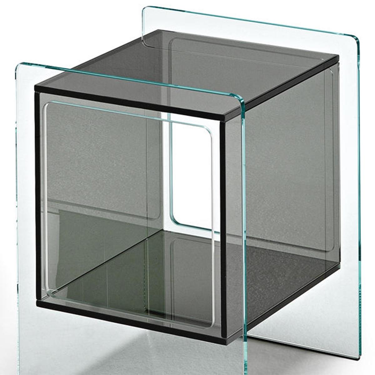 Blackened Parts Square Black Side Table For Sale