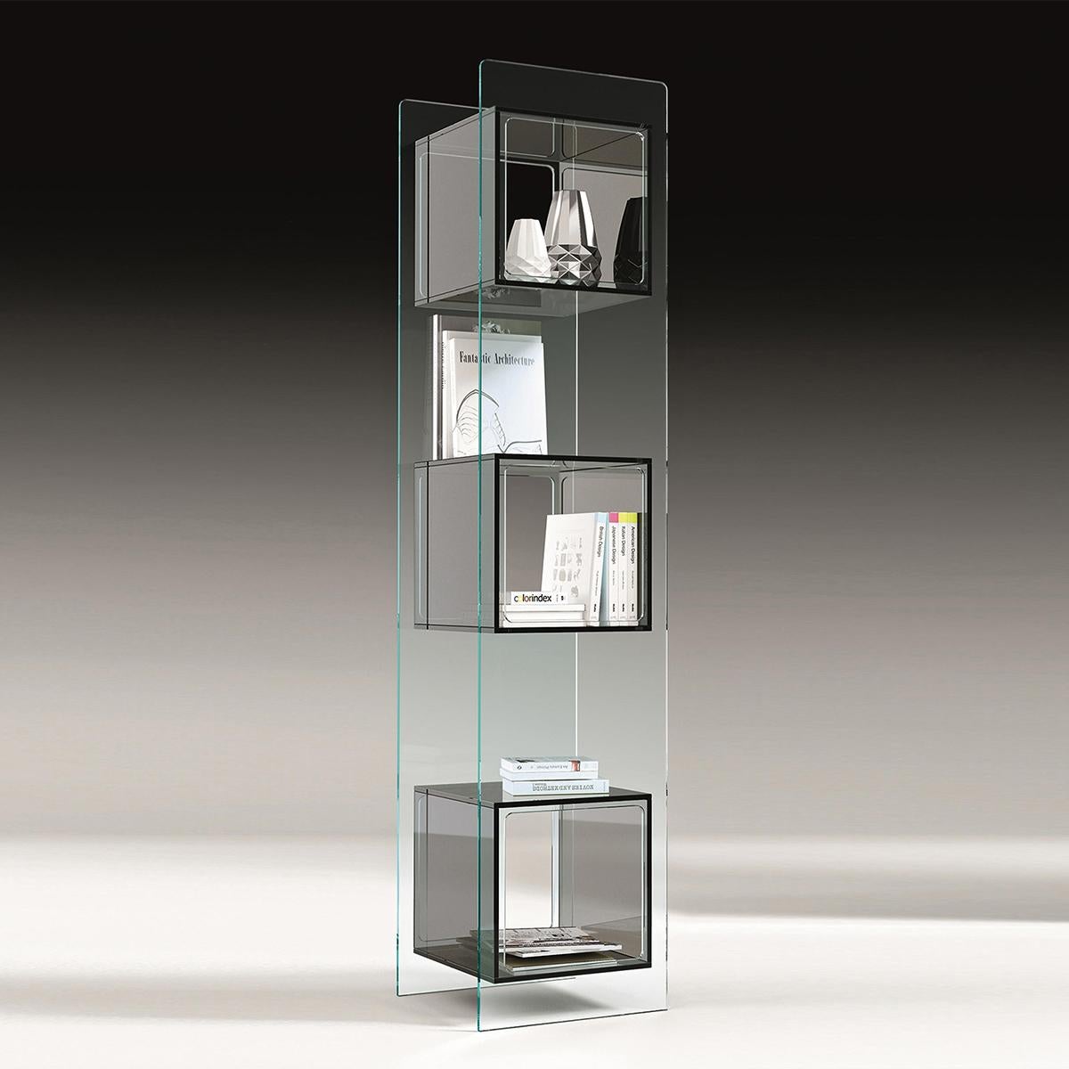 Italian Parts Square Glass Bookcase For Sale