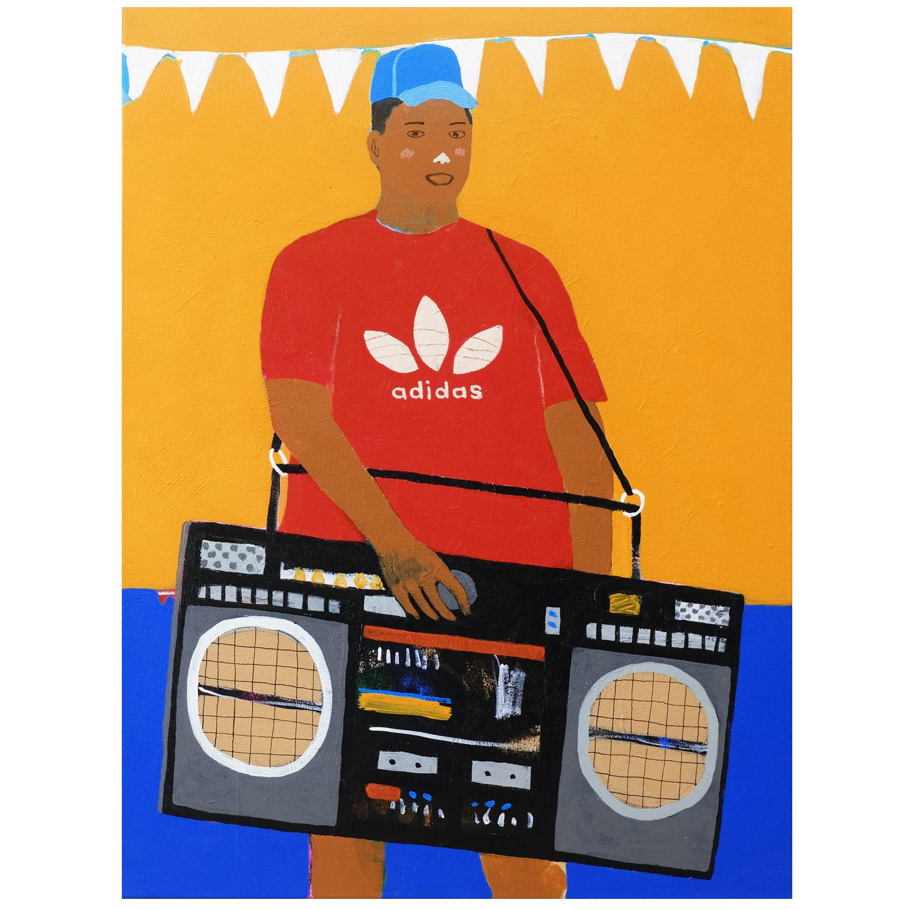 'Party Piece' Portrait Painting by Alan Fears Pop Art Boombox For Sale