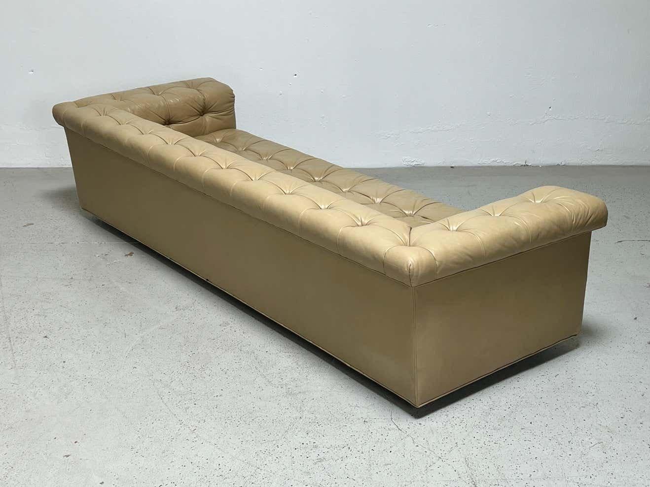 Mid-20th Century Party Sofa by Edward Wormley for Dunbar in Original Leather  For Sale