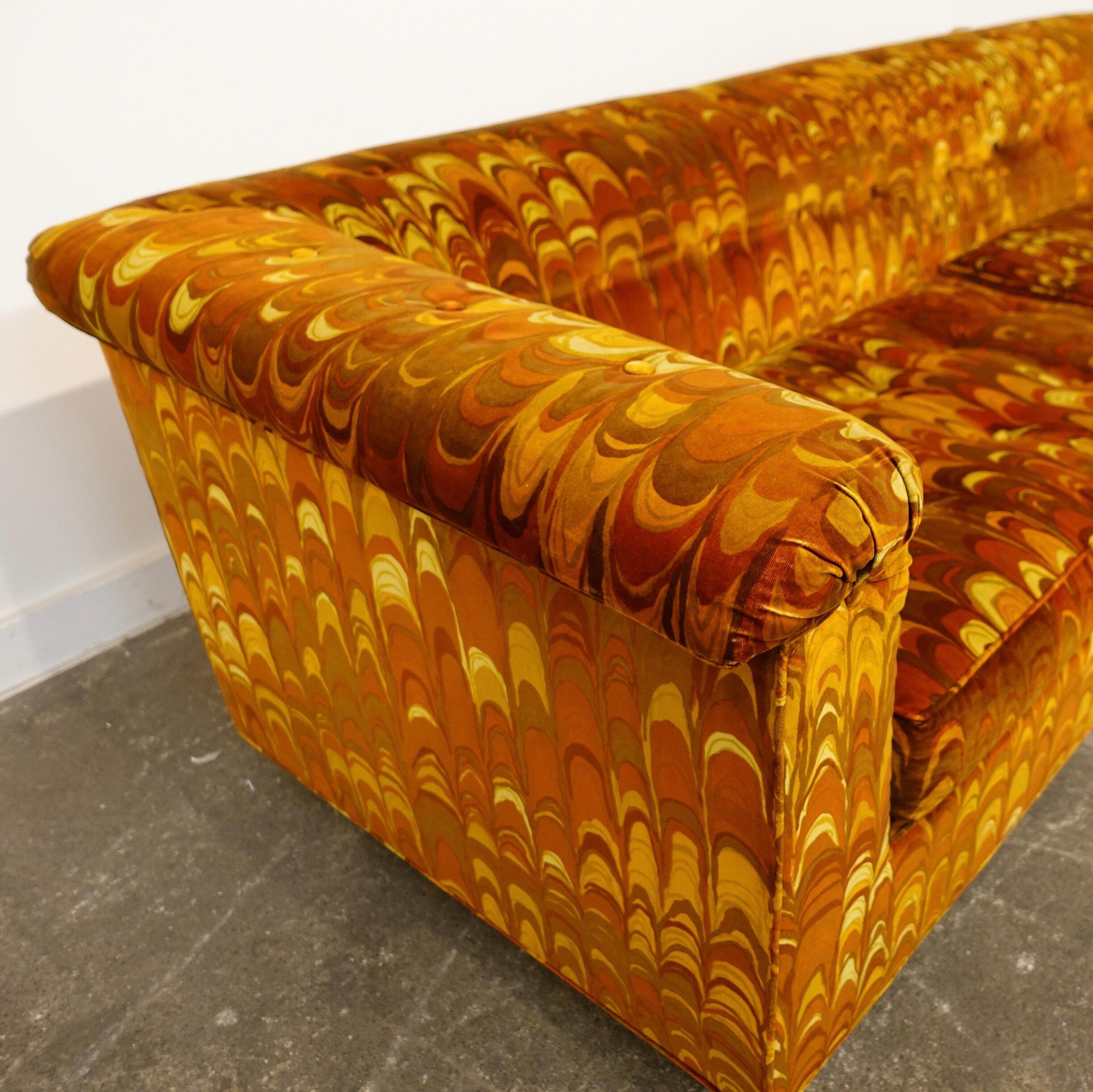 Mid-Century Modern Party Sofa in Original Jack Lenor Larson Fabric by Edward Wormley for Dunbar For Sale