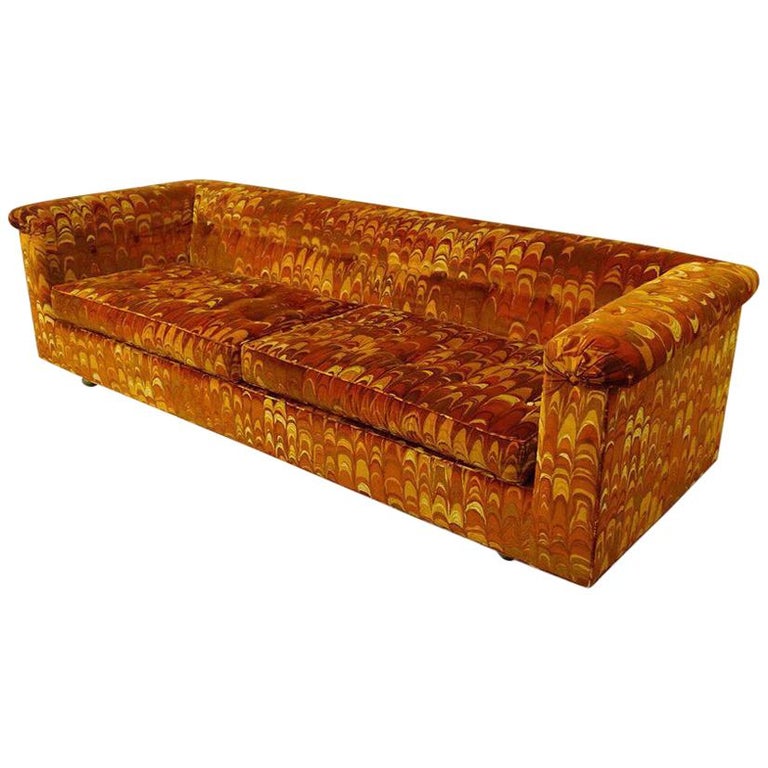 Party Sofa in Original Jack Lenor Larson Fabric by Edward Wormley for Dunbar For Sale