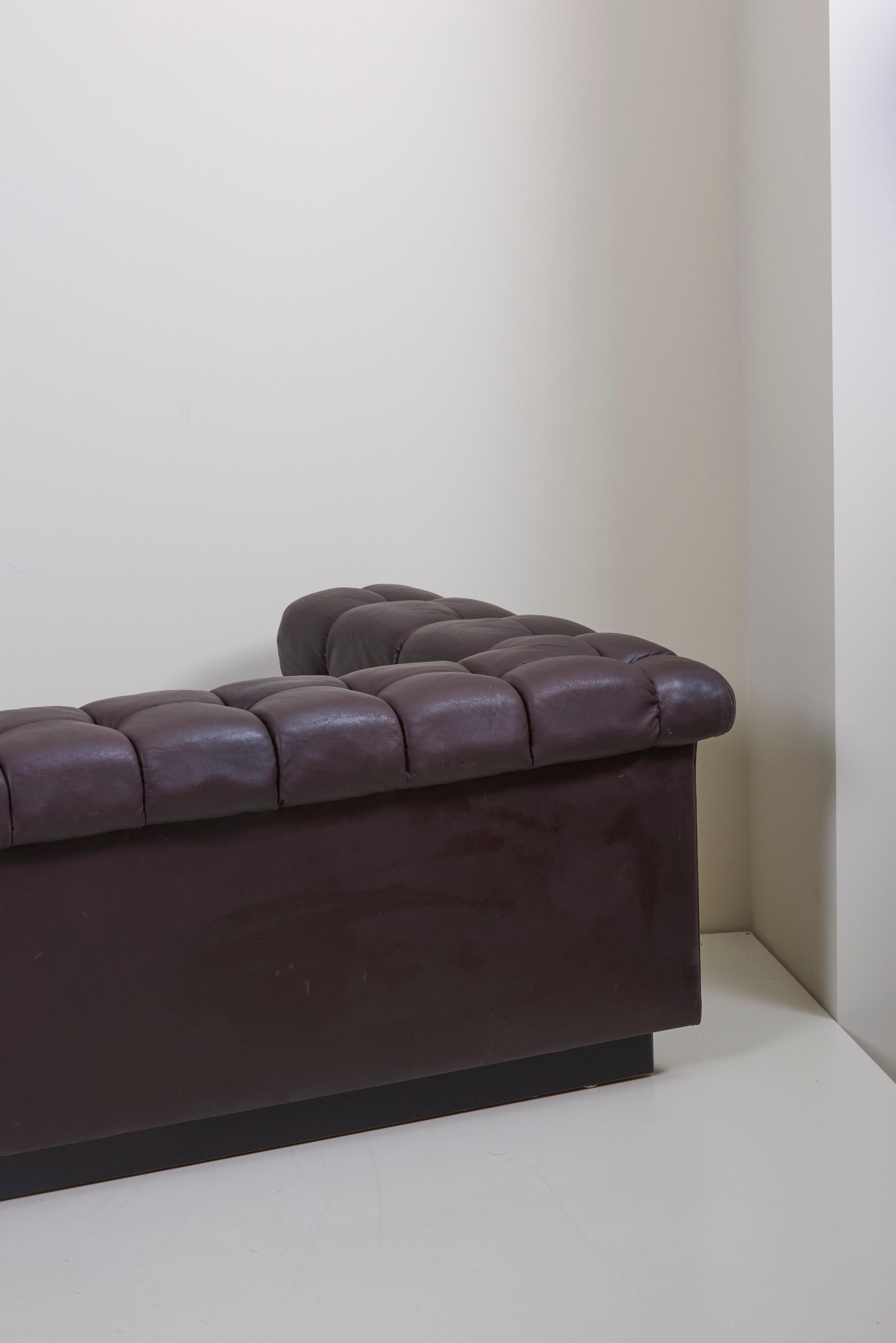 Party Sofa Model 5407 in Dark Brown Leather by Edward Wormley for Dunbar 5