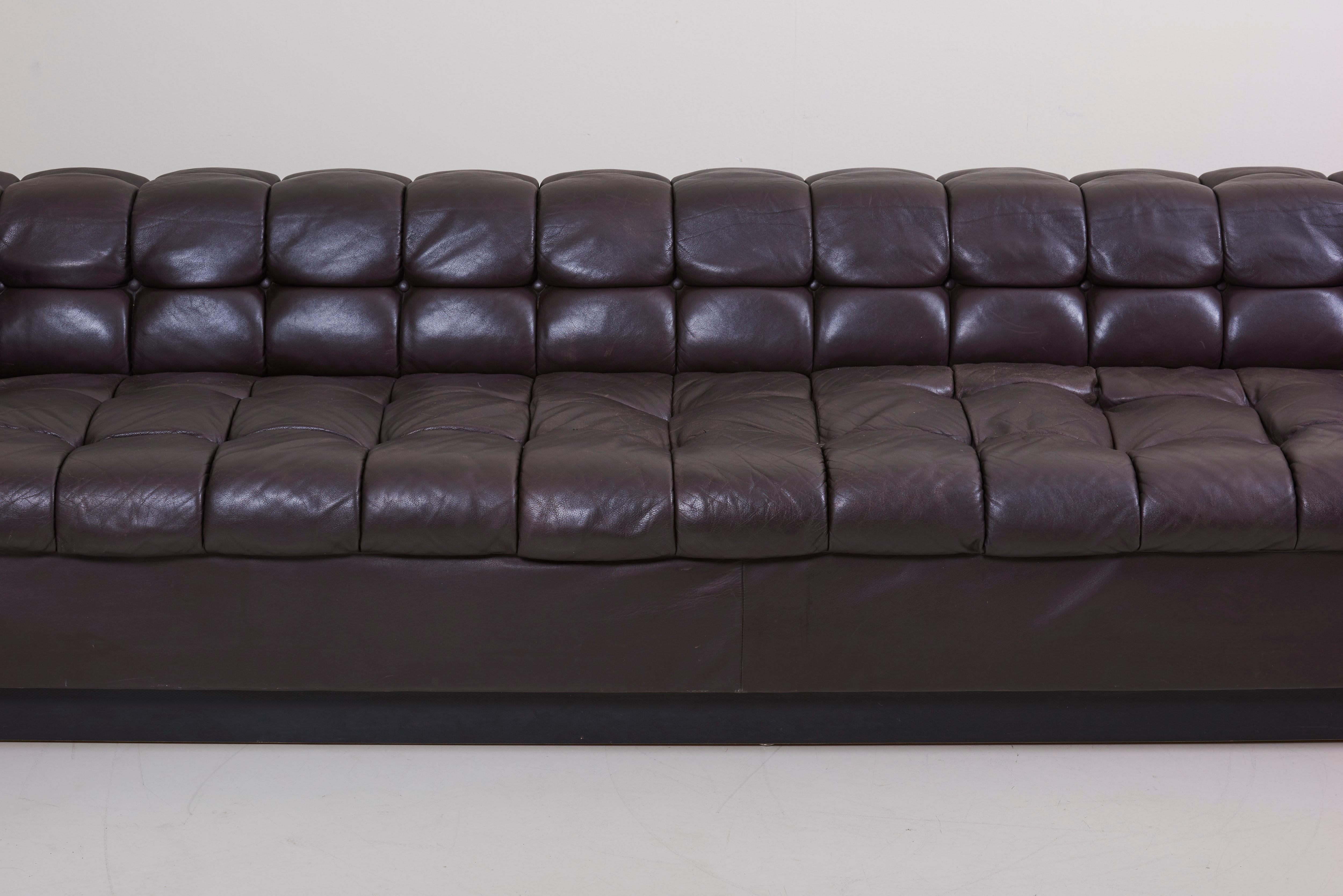 American Party Sofa Model 5407 in Dark Brown Leather by Edward Wormley for Dunbar