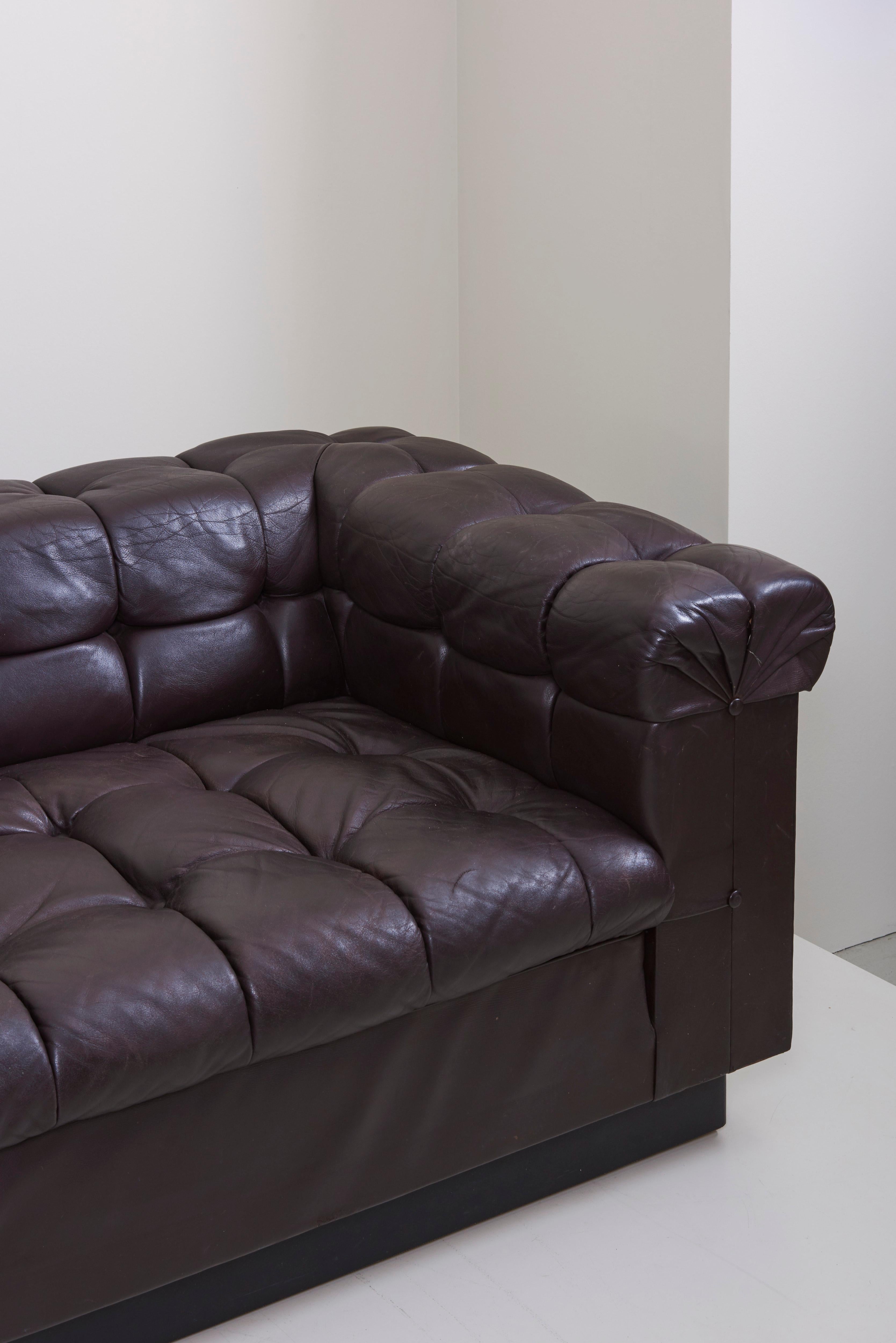 Party Sofa Model 5407 in Dark Brown Leather by Edward Wormley for Dunbar 1