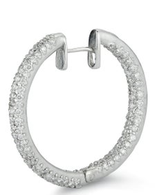 Parulina 18K White Gold Pave Diamond Hoops