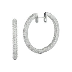 Parulina 18K White Gold Pave Diamond Hoops