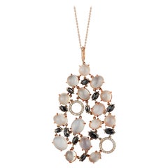 Parulina 18kt Gold Moonstone Pendant with Black and White Diamonds Parulina 18kt Gold Moonstone Pendant with Black and White Diamonds