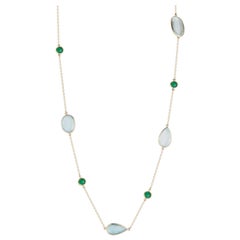Parulina 18kt Yellow Gold Aquamarine and Emerald Necklace