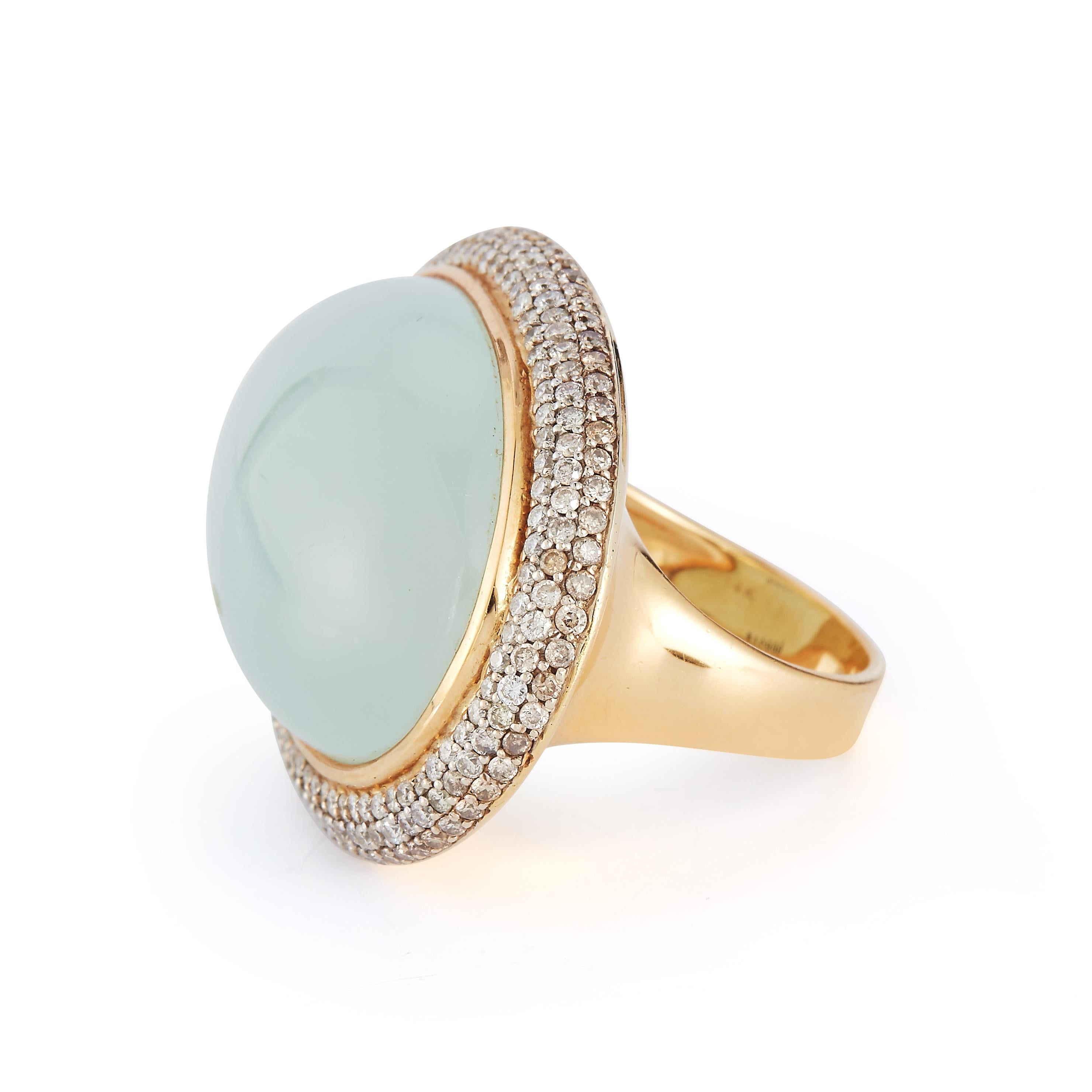 Oval Cut Parulina Aquamarine and Diamond Ring in 18K Yellow Gold For Sale