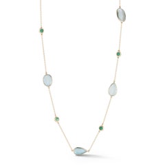 Parulina 18kt Yellow Gold Aquamarine and Emerald Necklace