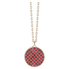 Parulina Custom Cut Ruby and Diamond Medallion Pendant in 18K Gold