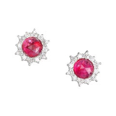 Parulina Rubellite and Diamond Studs