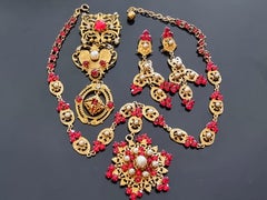 Altes High Fashion-Set, BROOCH NECKLACE und EARRINGS, Vintage