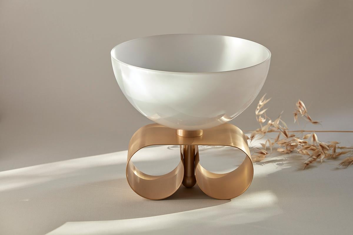Italian Parure I Small Glass Bowl with Brass Base by Cristina Celstino For Sale