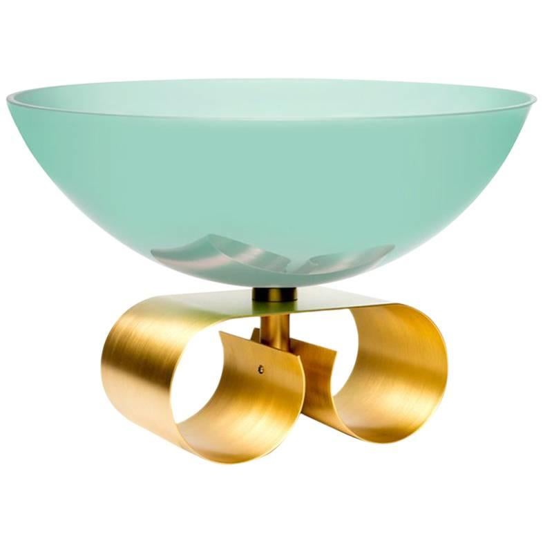 Parure II Large Glass Bowl with Brass Base by Cristina Celstino