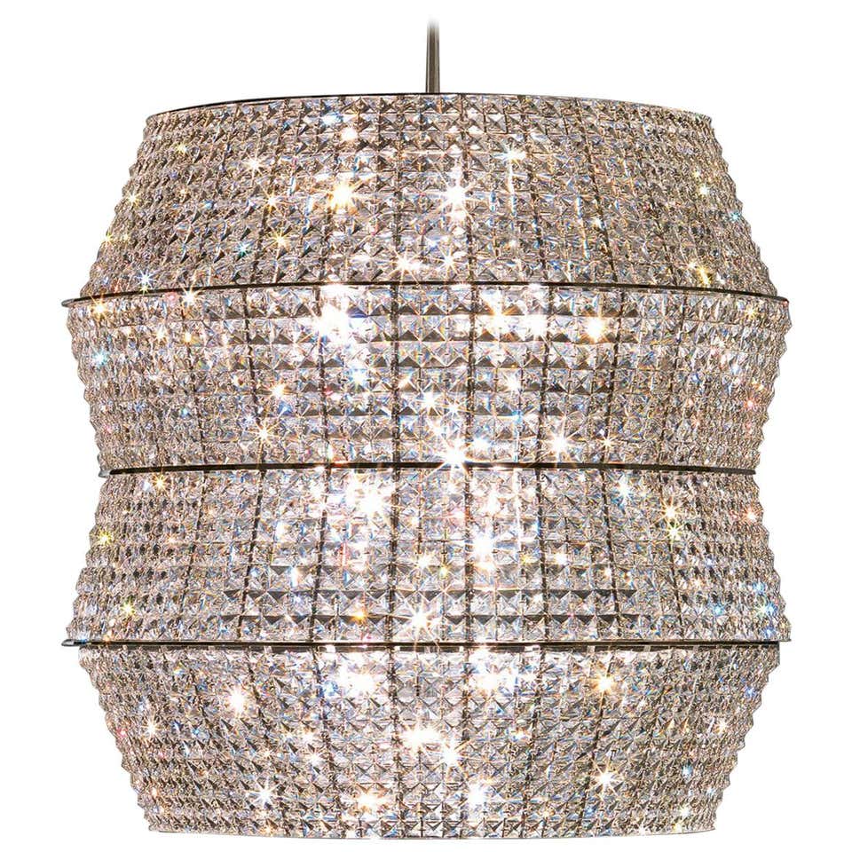 Artistic Suspension Cotton Lampshade multi Crystal Glass details by ...