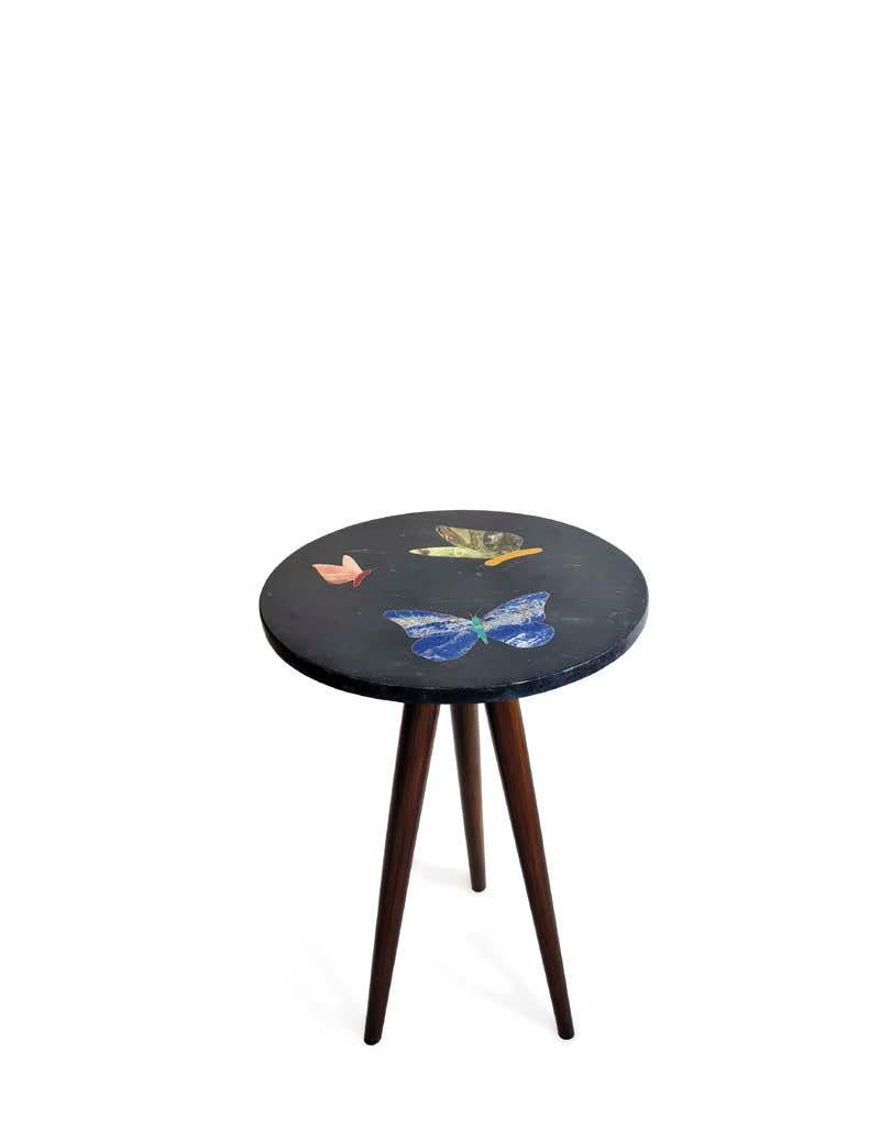 Parvaneh side table by Studio Lel
Dimensions: W 40.6 x D 40.6 x H 71 cm
Materials: Serpentine, Lapis Lazuli, Onyx, Jade, Amazonite, Marble, Resin, Wood

These are handmade from semiprecious stone and marble in a small artisanal workshop. Please