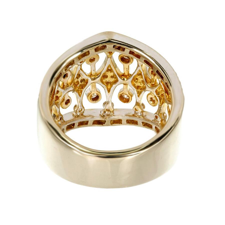 Parviz .70 Carat Round Diamond Tri Color Gold Wide Band Ring In Good Condition For Sale In Stamford, CT