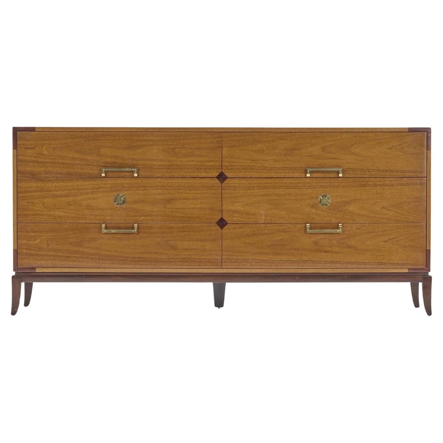 'Parzginer Originals' Mahogany & Brass Dresser by Tommi Parzinger c 1959, Signed