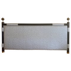 Parzinger custom king headboard brass finials mid century hollywood regency