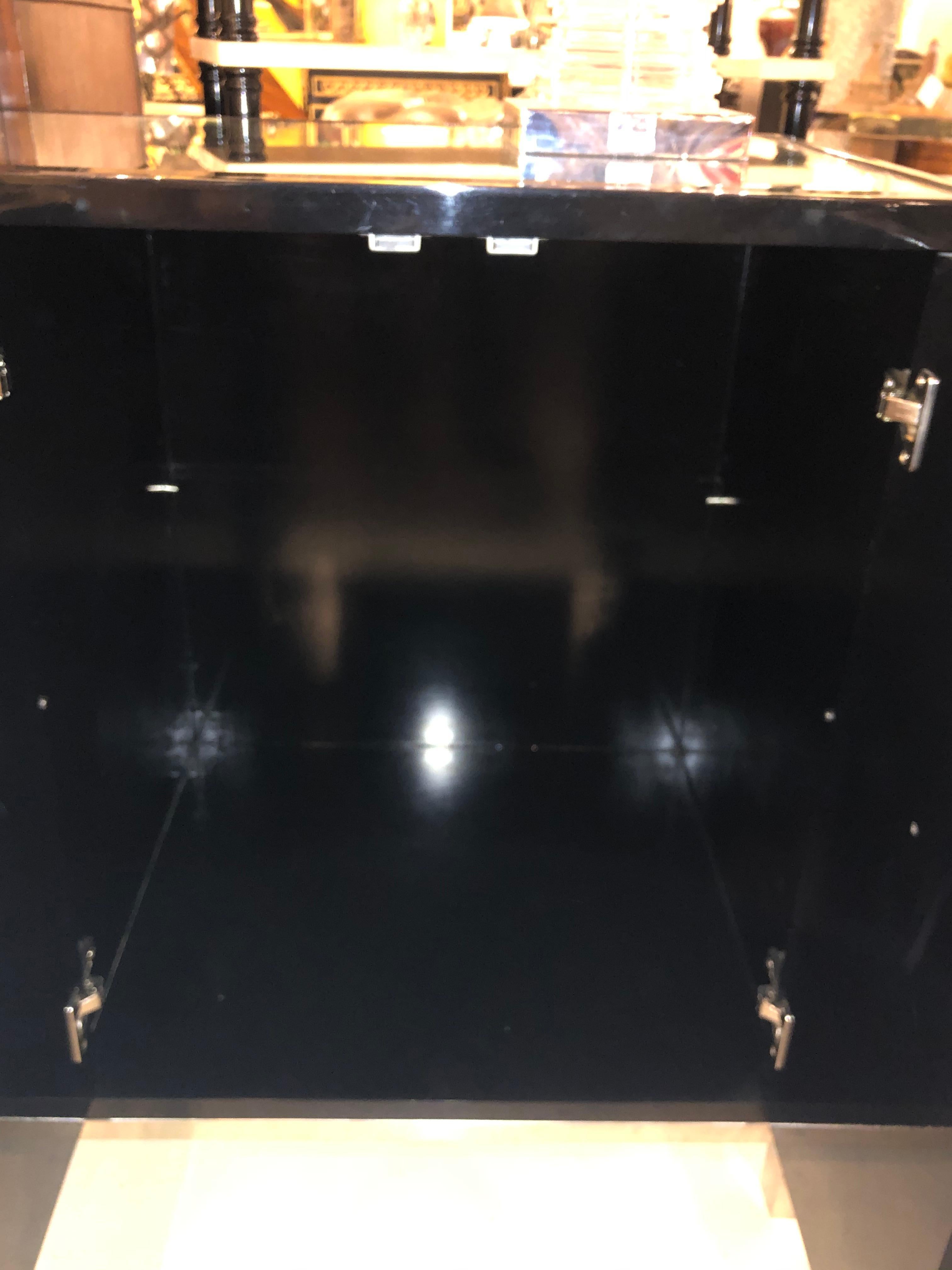 Parzinger Inspired Black Studded and Mirrored Cabinet Beveled Mirror Top 6