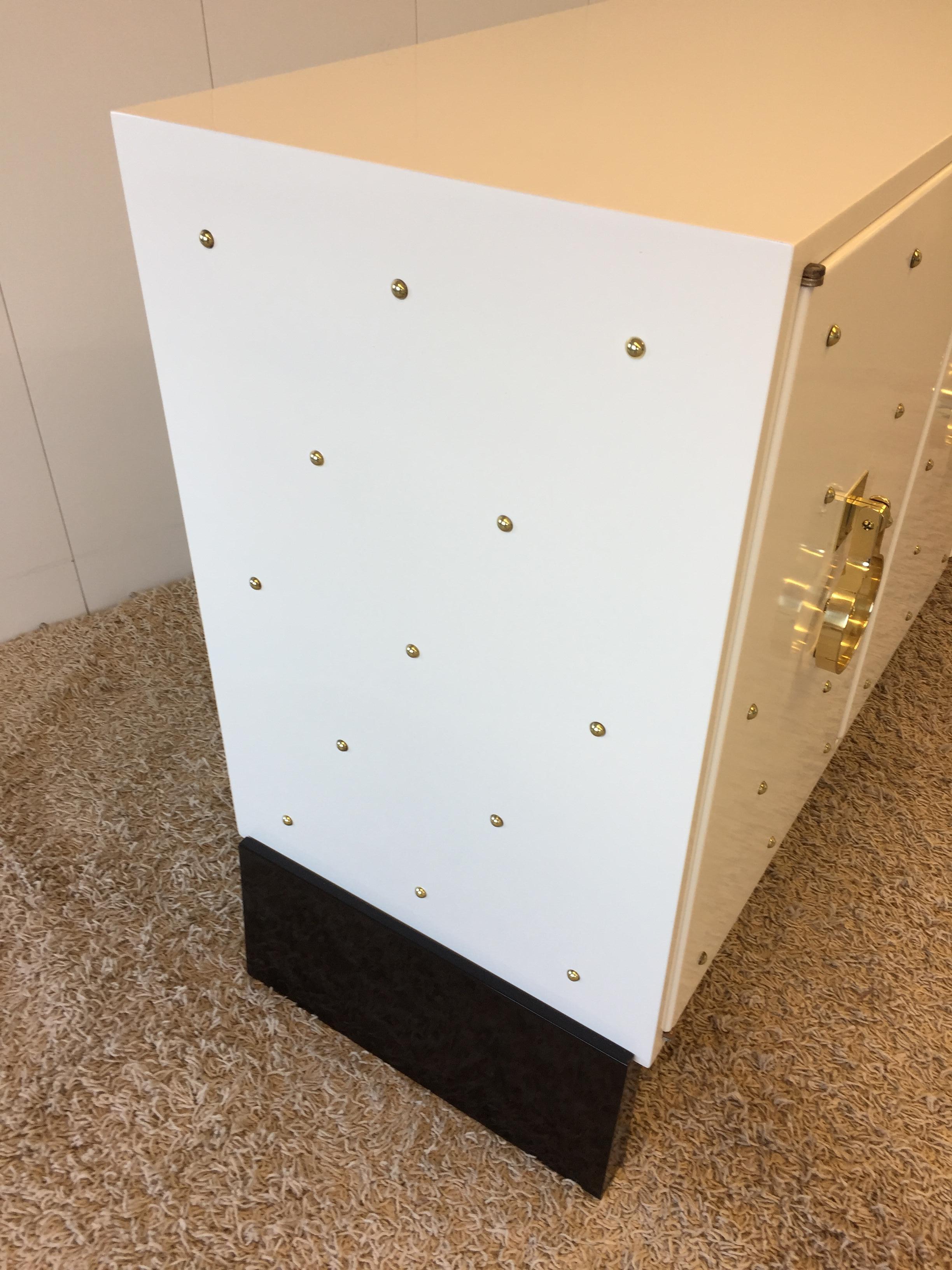 Parzinger Original White Lacquered Studded Cabinet 4