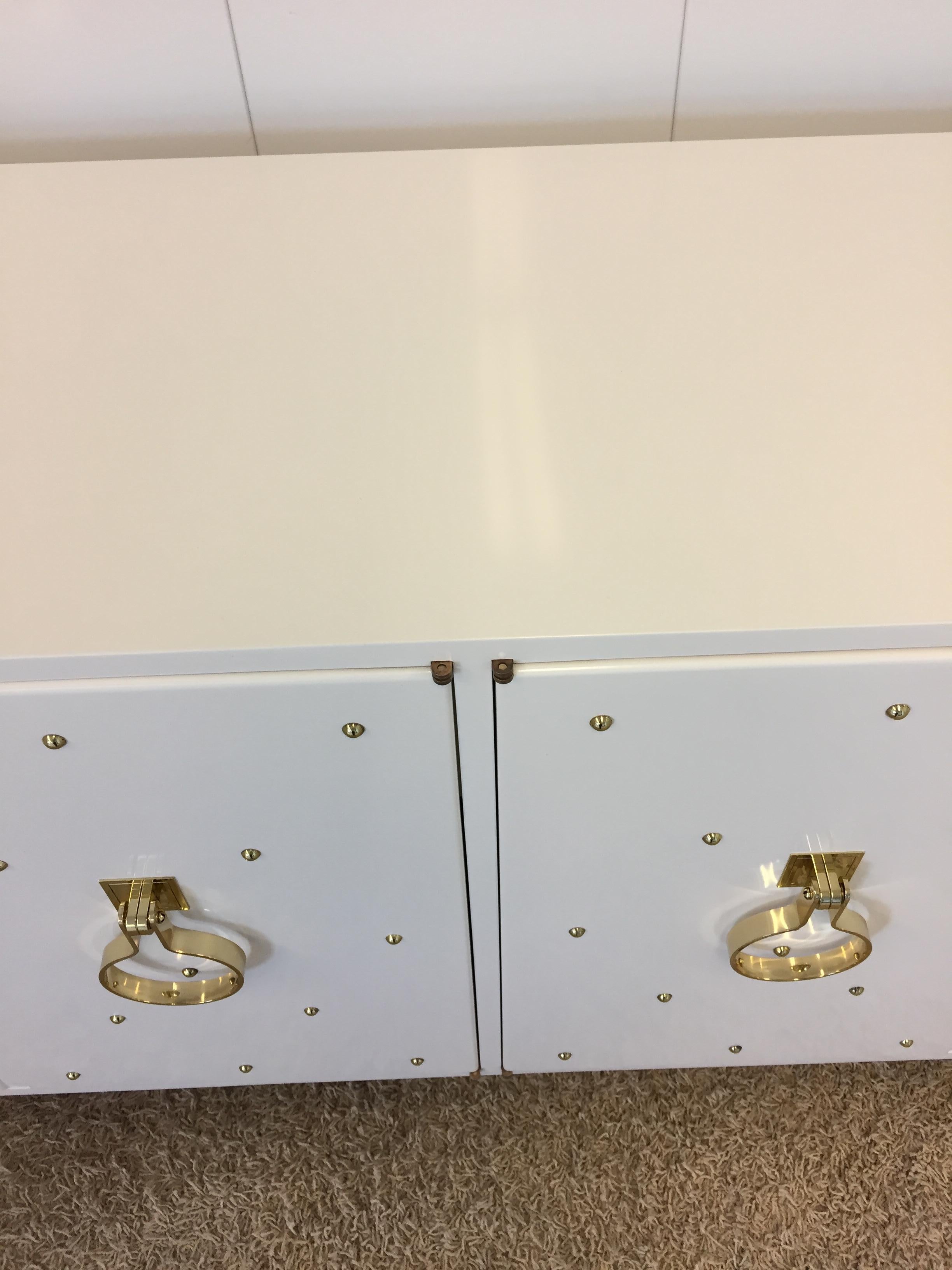 Parzinger Original White Lacquered Studded Cabinet 3