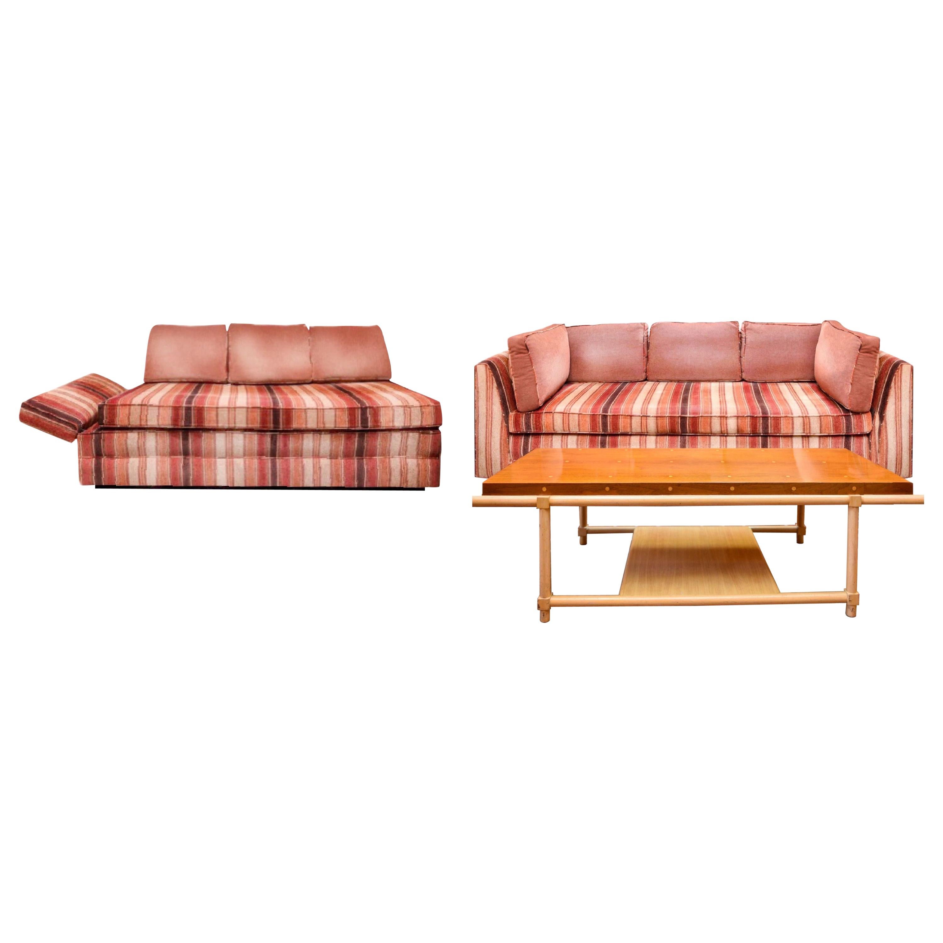 Parzinger Originals Plinth Sofa, Daybed Loveseat & Coffee Table Living Set, 1959