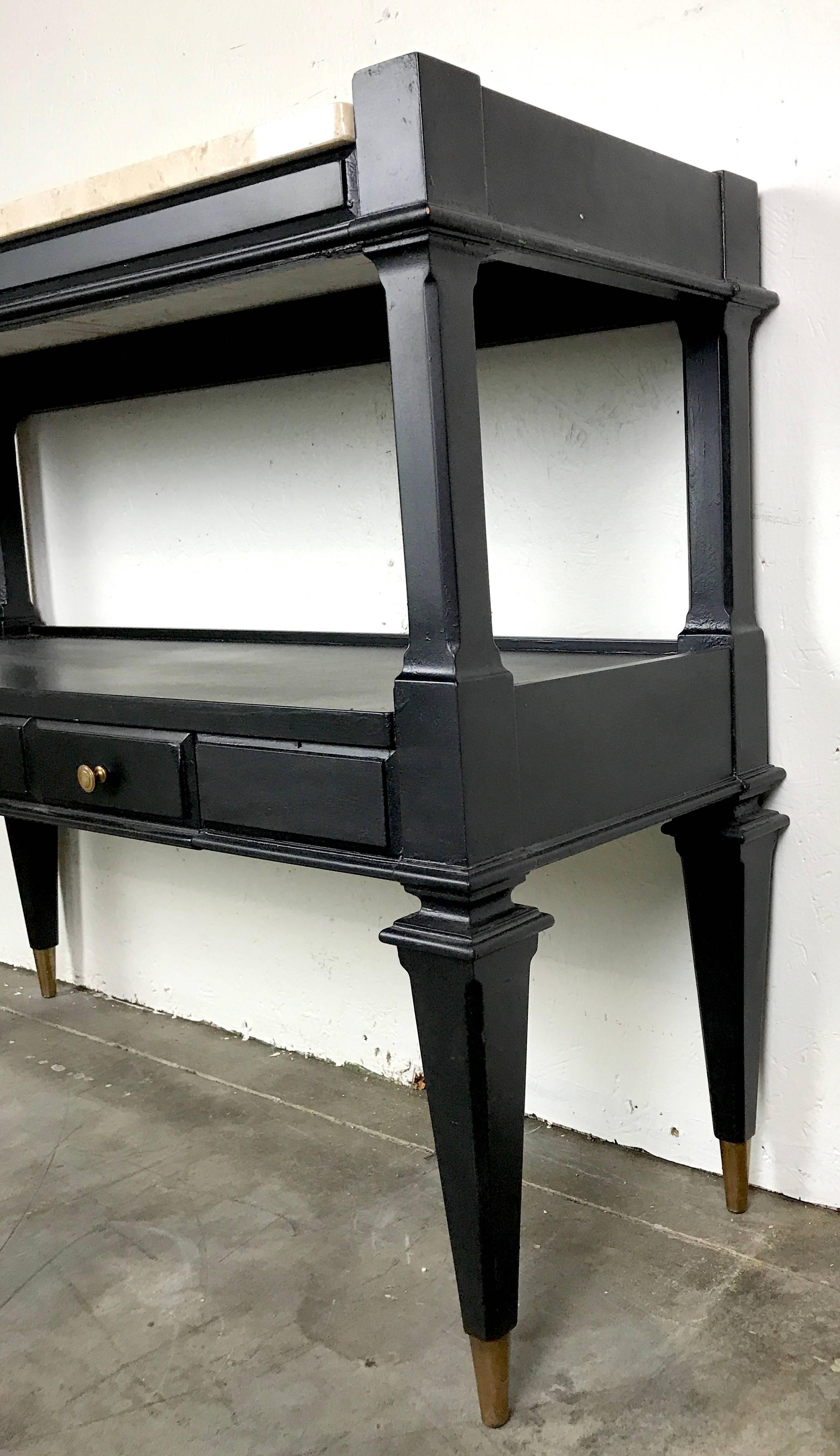 Mid-Century Modern Parzinger Style Black Lacquered Console or Server by Weiman
