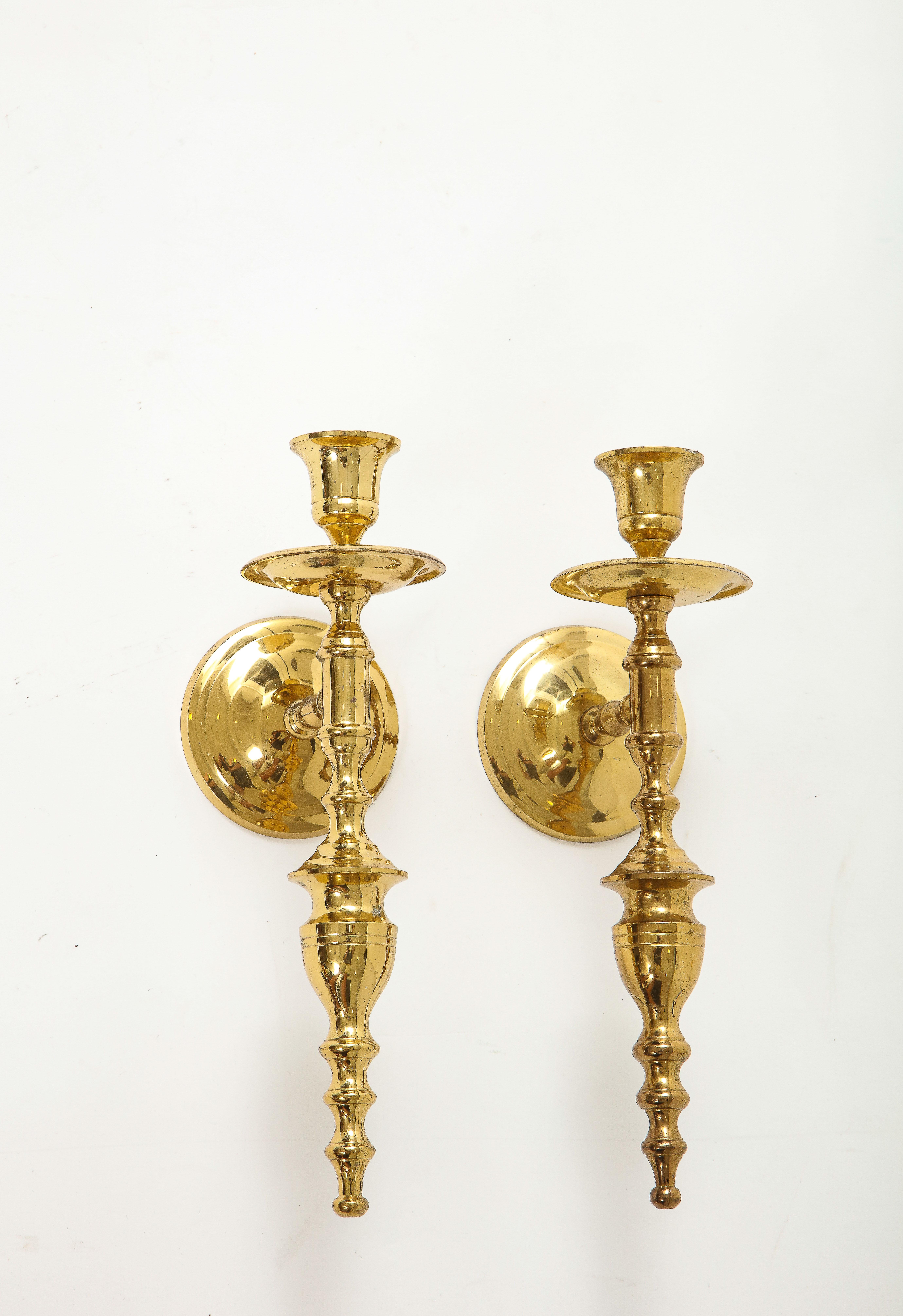 Parzinger Style Brass Candle Sconces In Good Condition For Sale In New York, NY