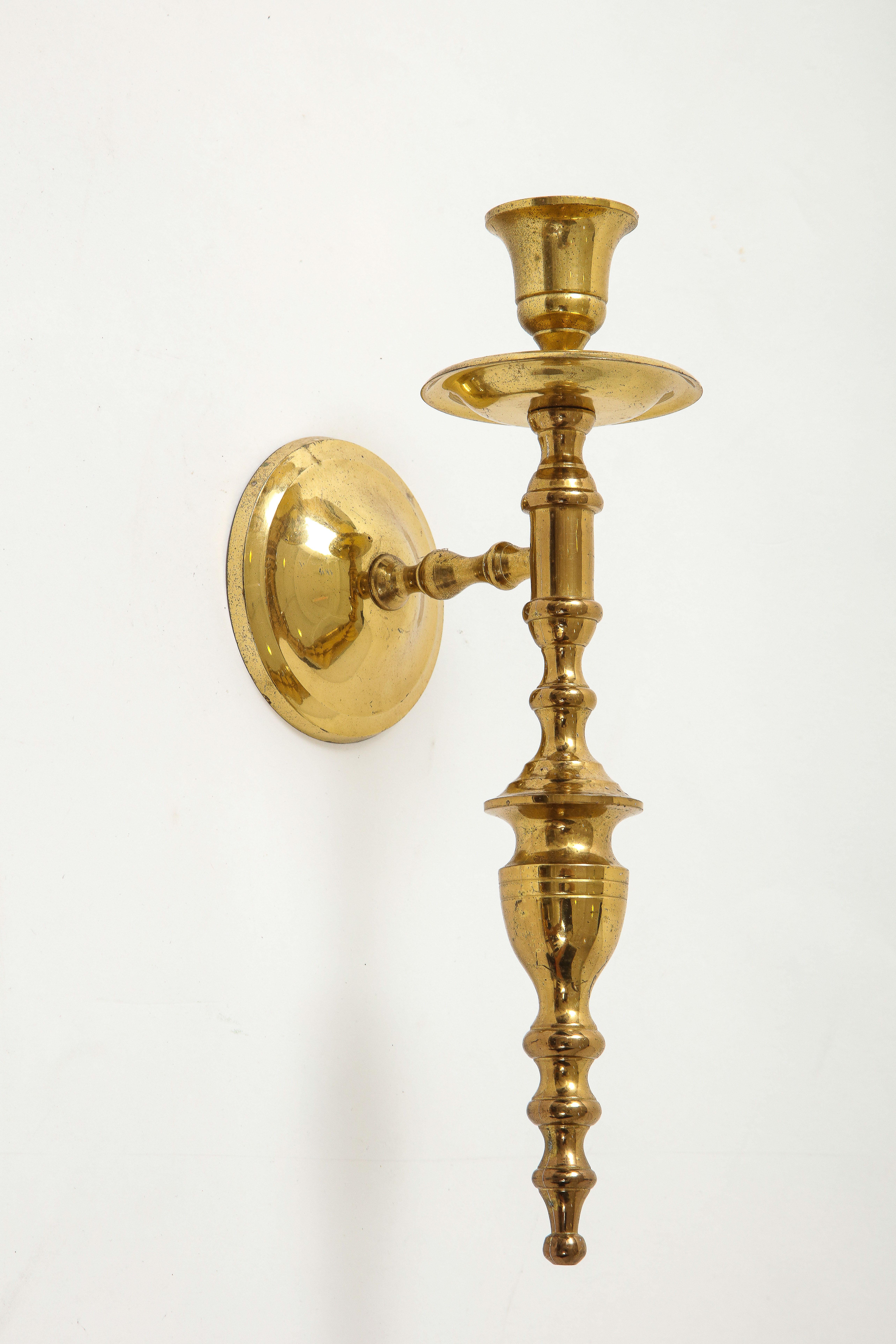 Parzinger Style Brass Candle Sconces For Sale 1