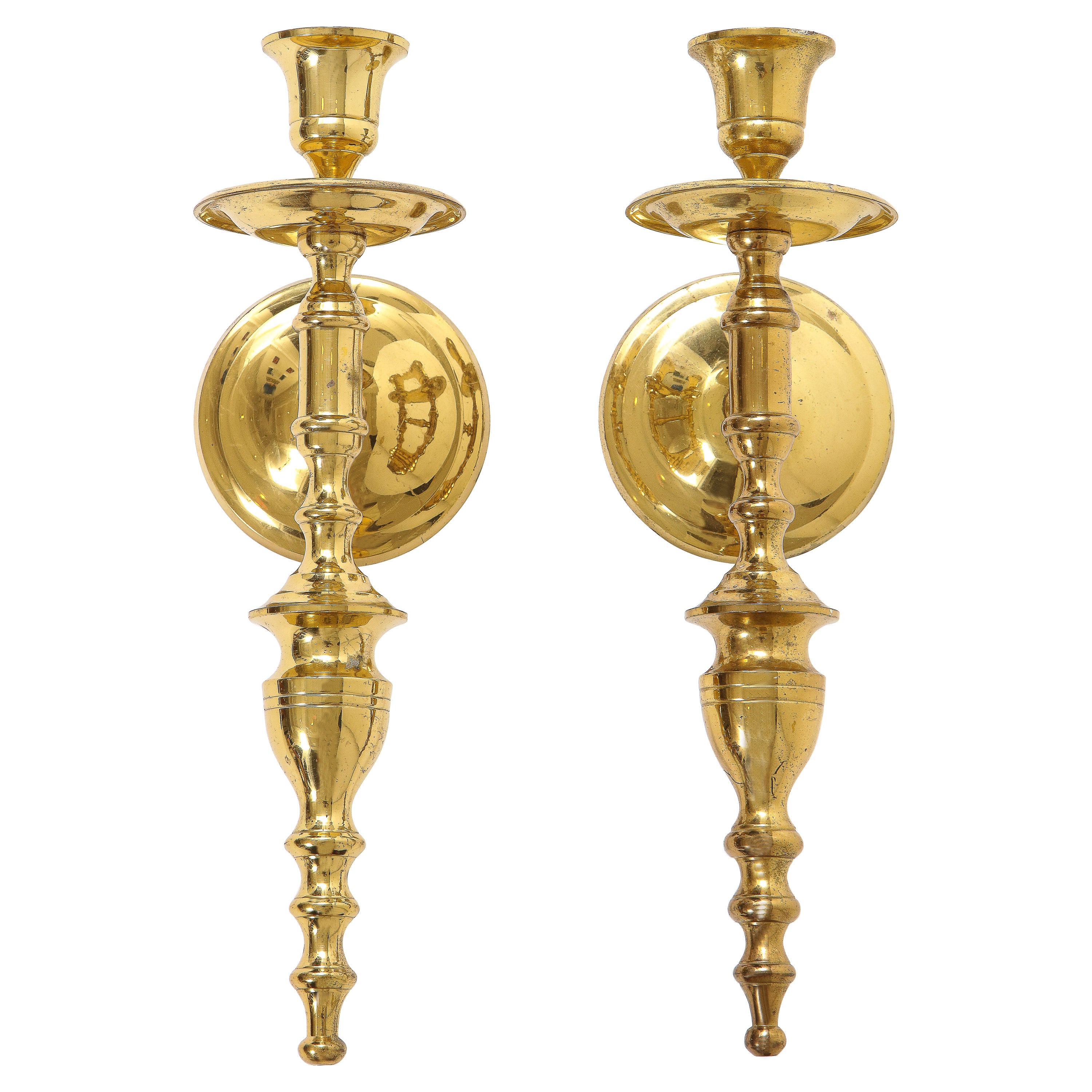 Parzinger Style Brass Candle Sconces