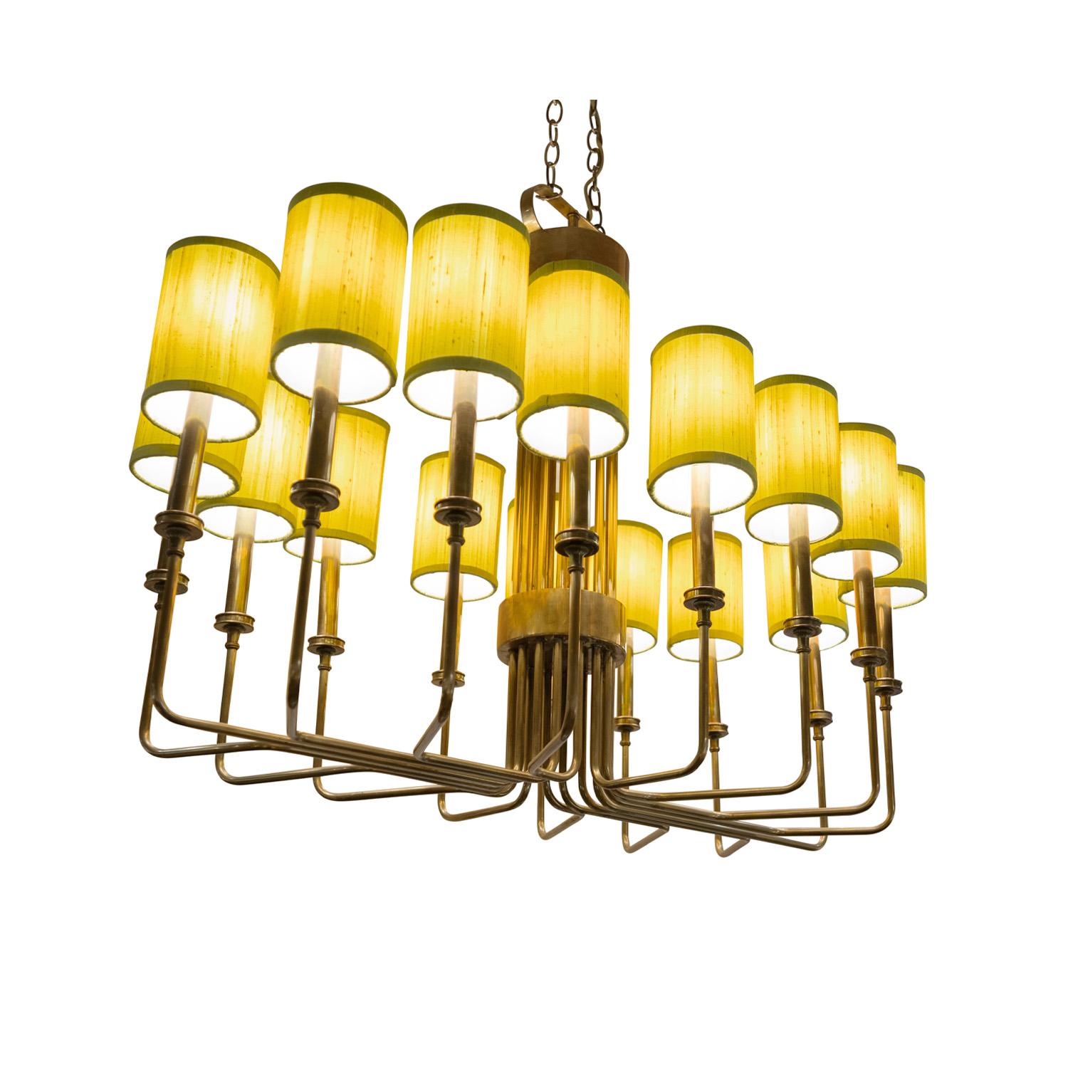 Mid-Century Modern Parzinger Style Large and Impressive Chandelier in Brass, 1950s For Sale