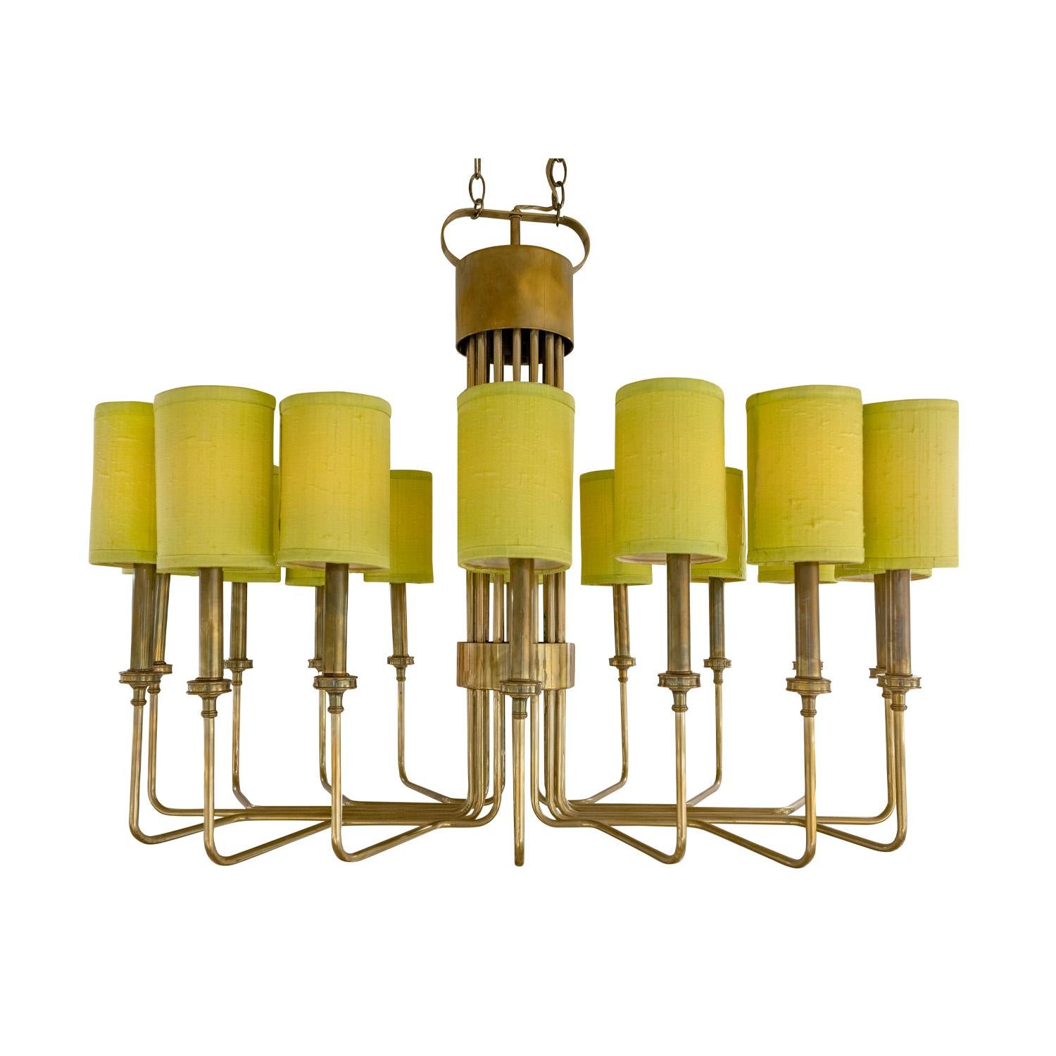 American Parzinger Style Large and Impressive Chandelier in Brass, 1950s For Sale