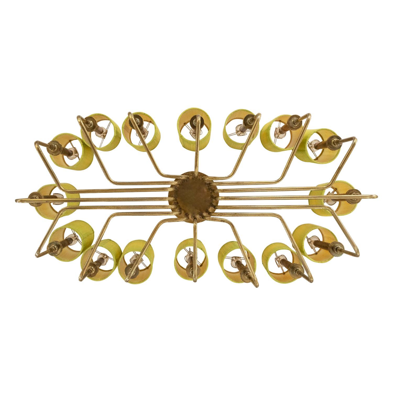 Hand-Crafted Parzinger Style Large and Impressive Chandelier in Brass, 1950s For Sale