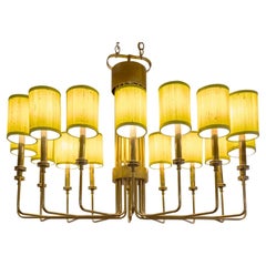 Parzinger Style Large and Impressive Chandelier in Brass, 1950s