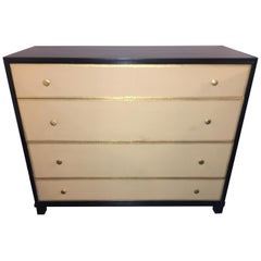 Parzinger Style Large Chest with Four Leather Front Drawers