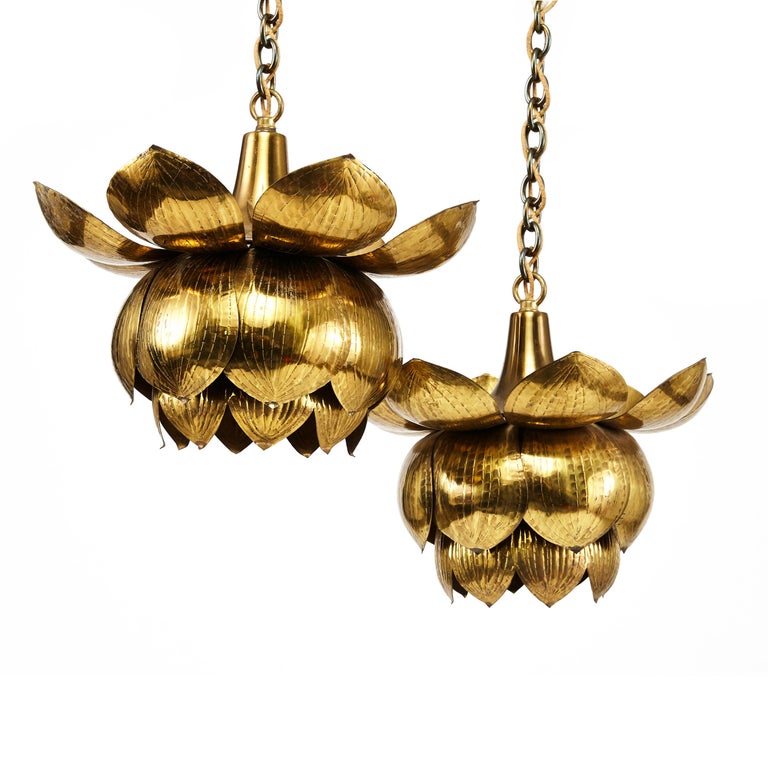 Parzinger Style Lotus Pendant Light by Feldman Lighting Company circa 1950s For Sale at 1stDibs
