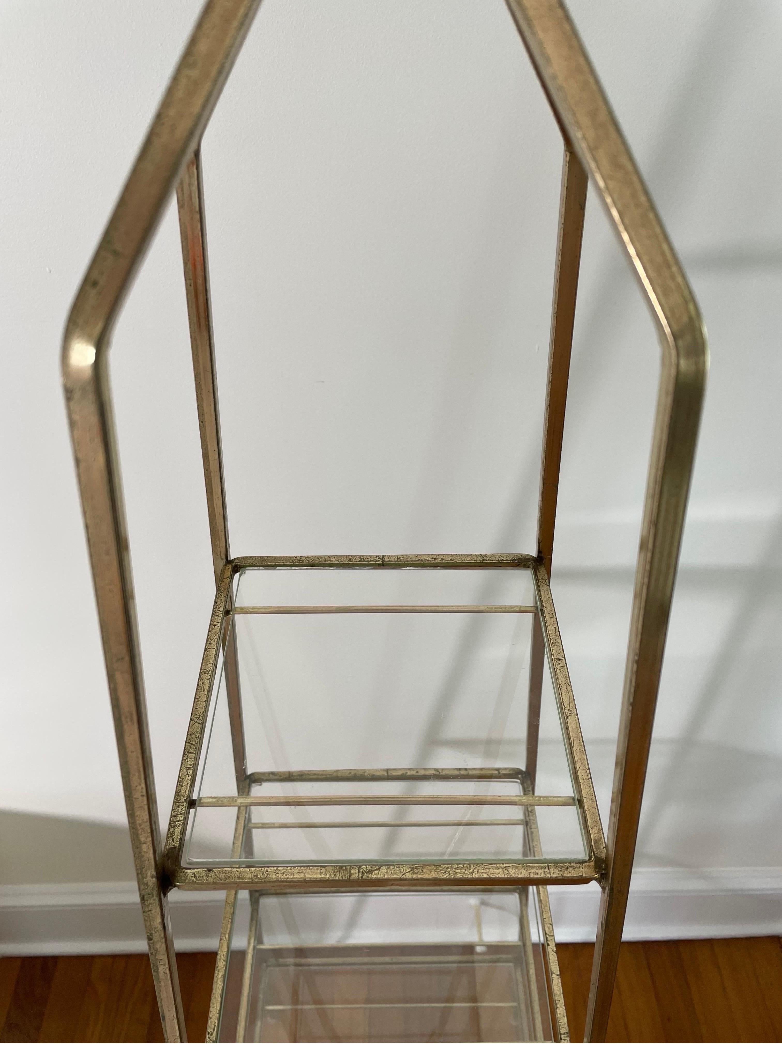 Mid-Century Modern Parzinger Style Polished Brass Topiary Etagere For Sale
