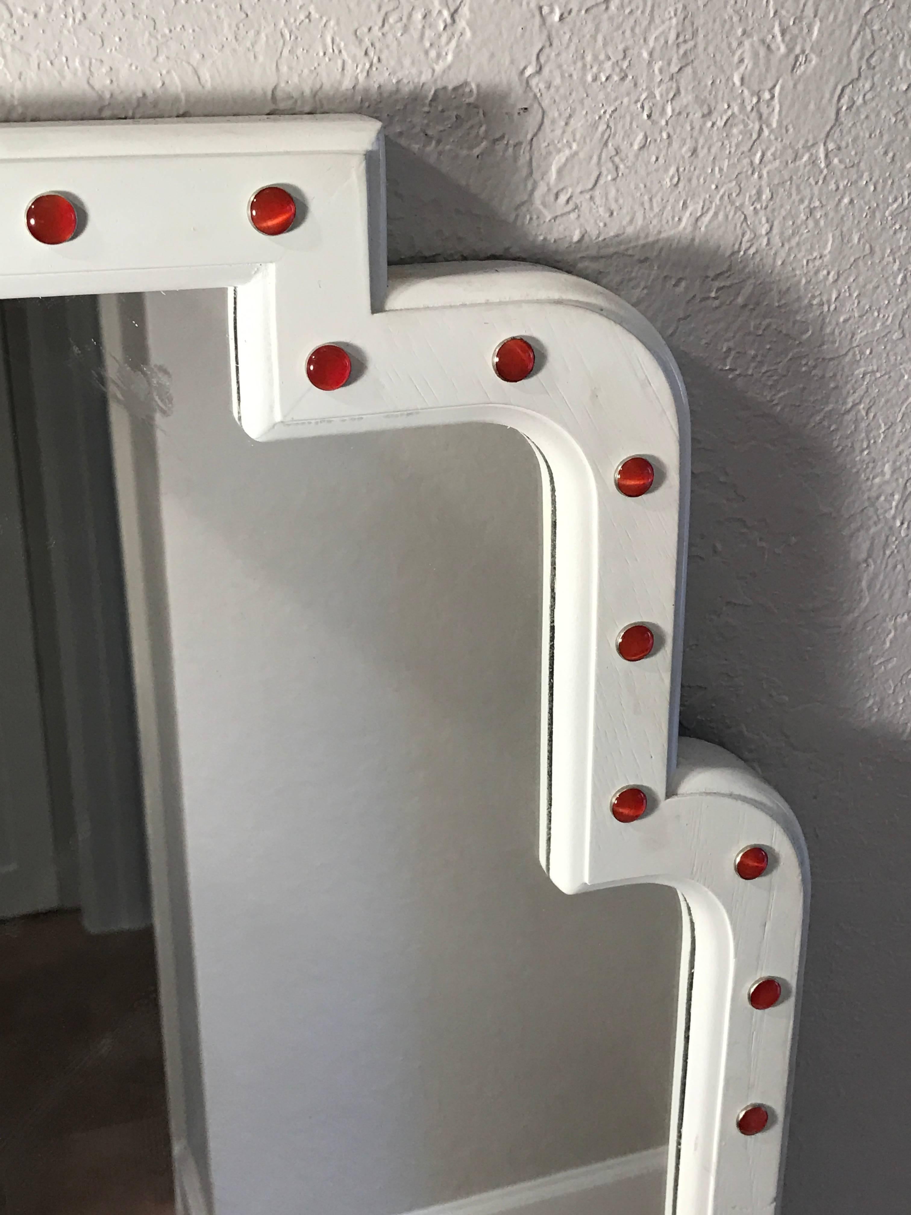 Parzinger Style White Lacquered Mirror, Second Mirror Available In Good Condition For Sale In Atlanta, GA