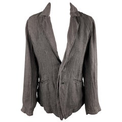PAS de CALAIS Size 4 Grey Linen Layered Lapel Blazer